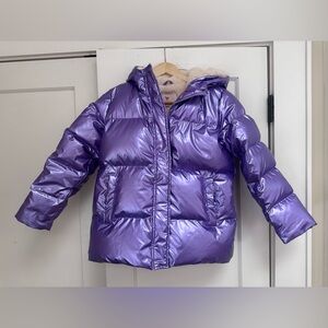 EUC PINK CHICKEN SIZE 10 metallic purple puffer coat like new